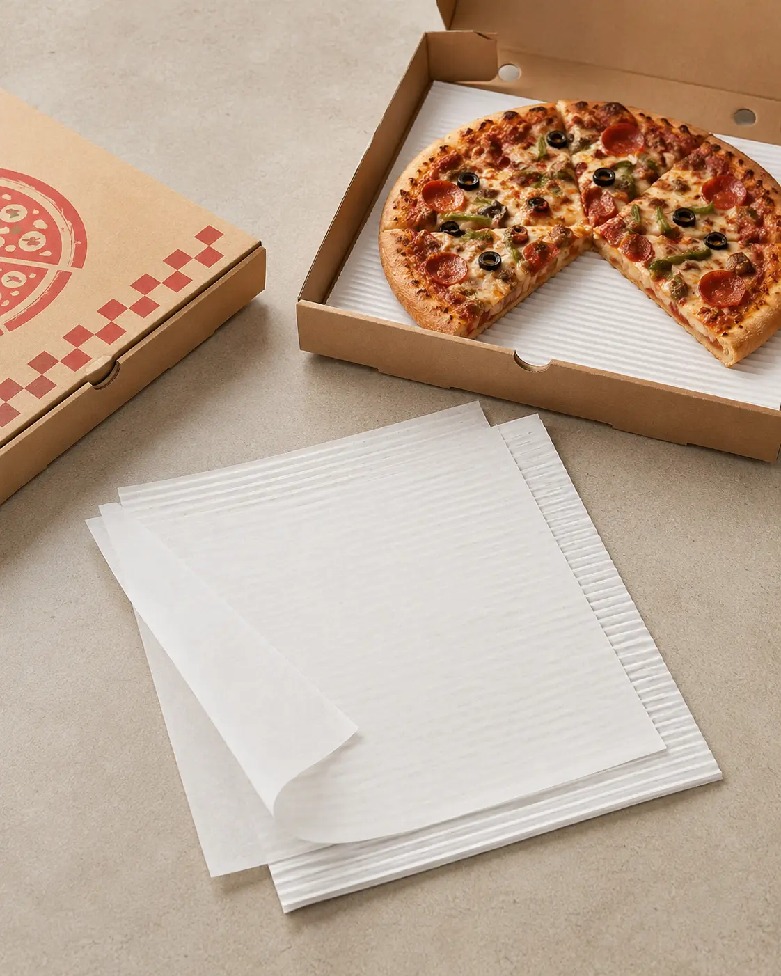 Pizza box liner paper for restaurants and delivery packaging